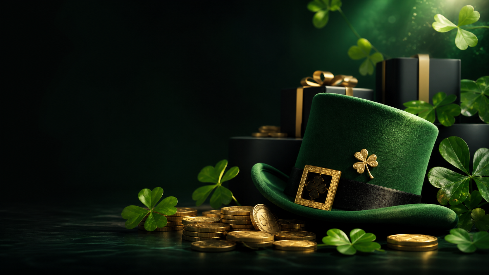 Gold coins and clover Luckydraw competition scene